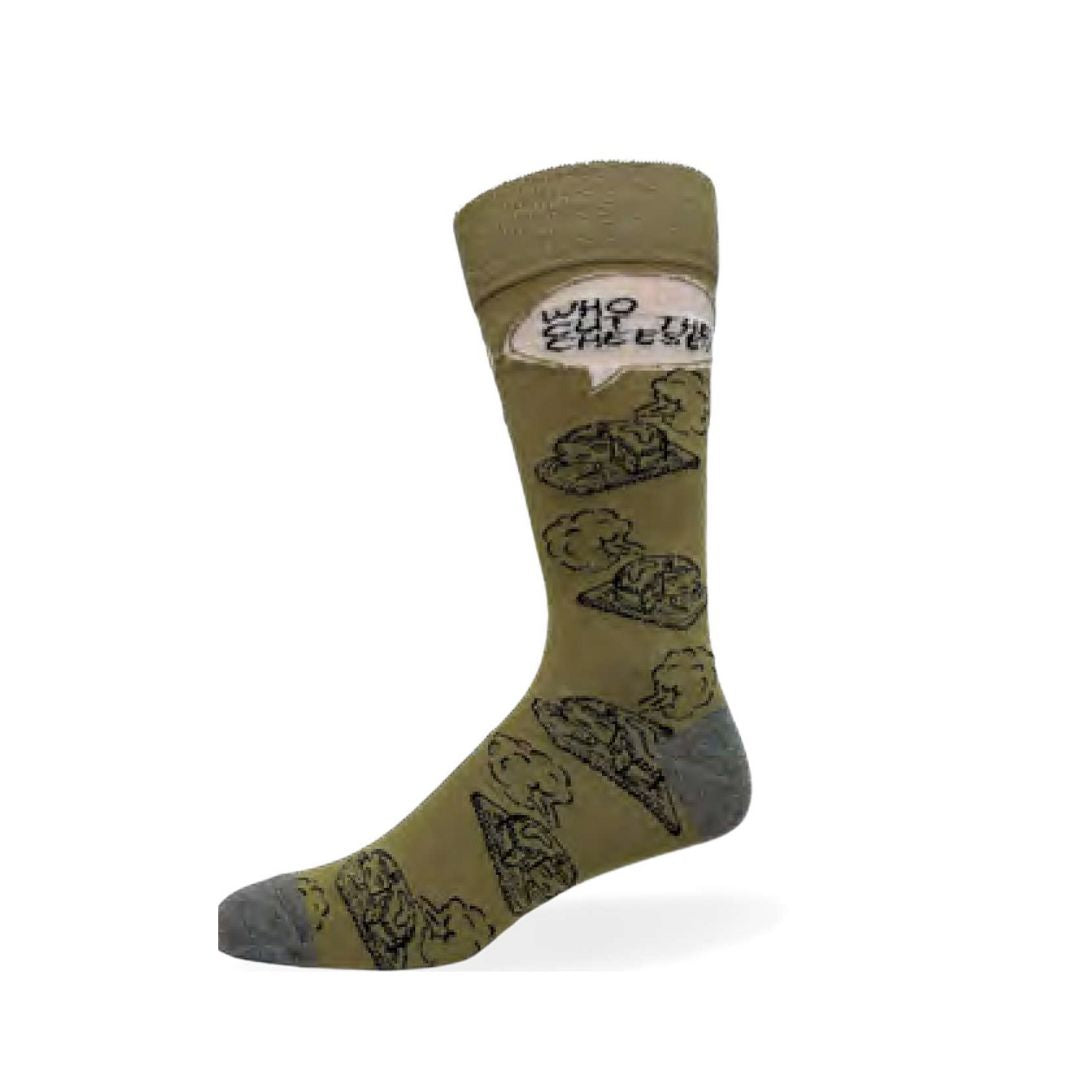 Who Cut The Cheese - Men Socks by Crazy Toes - Cotton Novelty Socks for Men