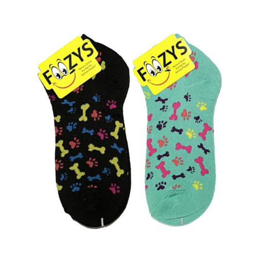 Bones & Paw Print No Show Socks