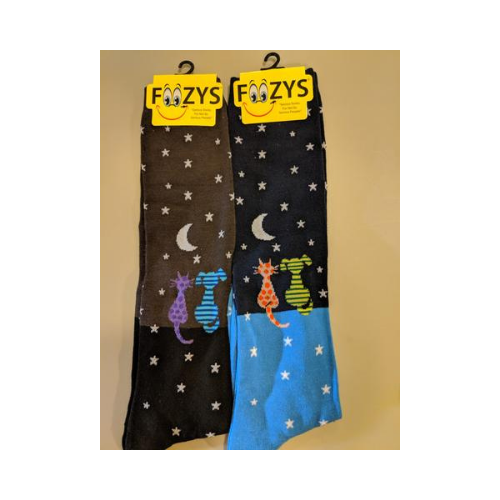 Cat & Dog Star Gazing KNEE HIGHS Socks Hover Image