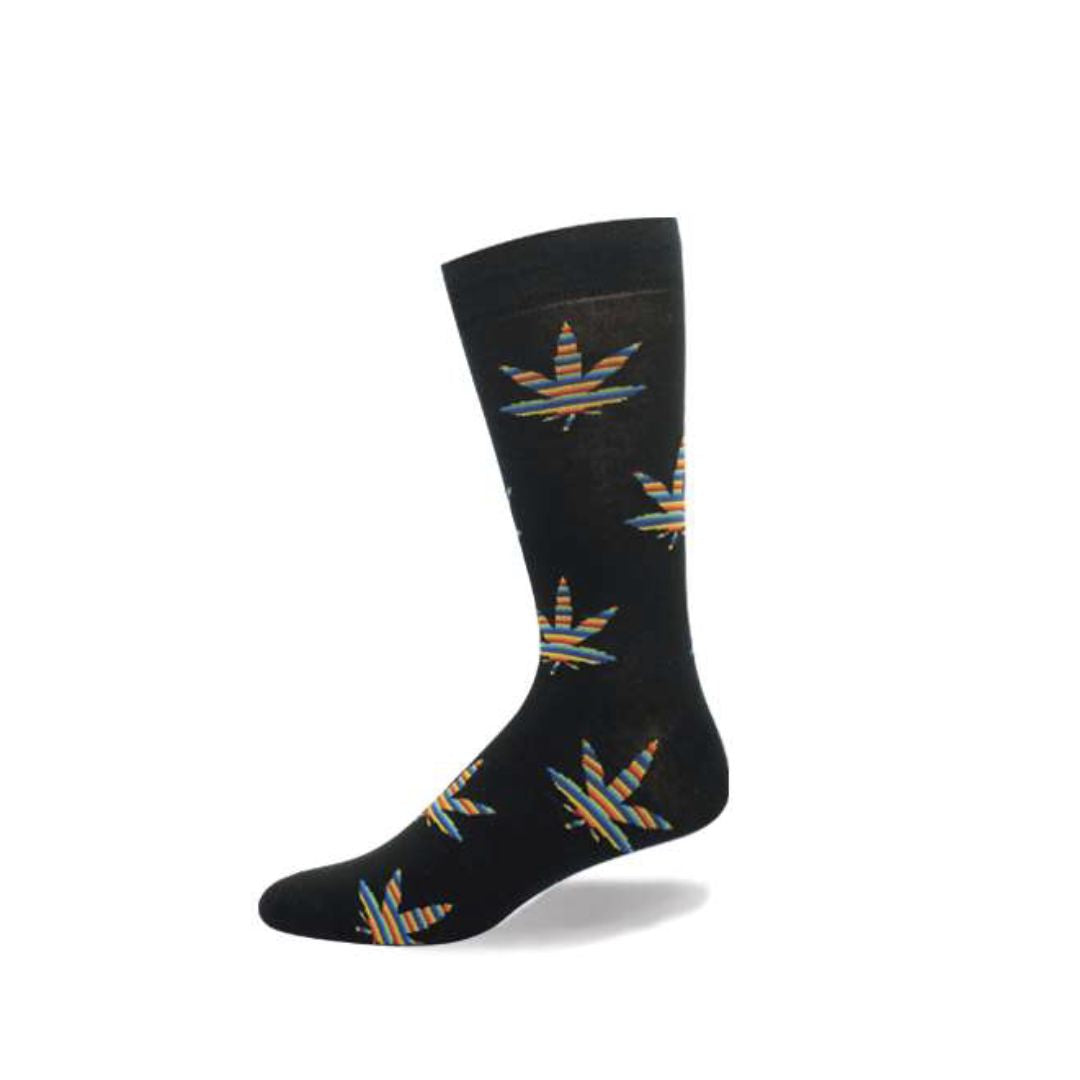 Rainbow Cannabis - Men Socks by Crazy Toes - Cotton Novelty Socks for Men