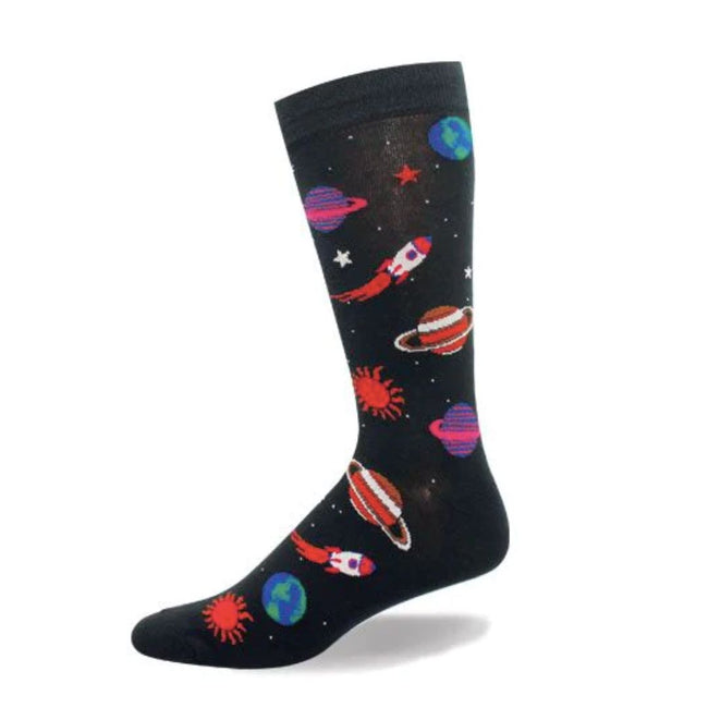 SPACE GALAXY COTTON NOVELTY SOCKS FUNNY CRAZY SIZE 8-13 Hover Image