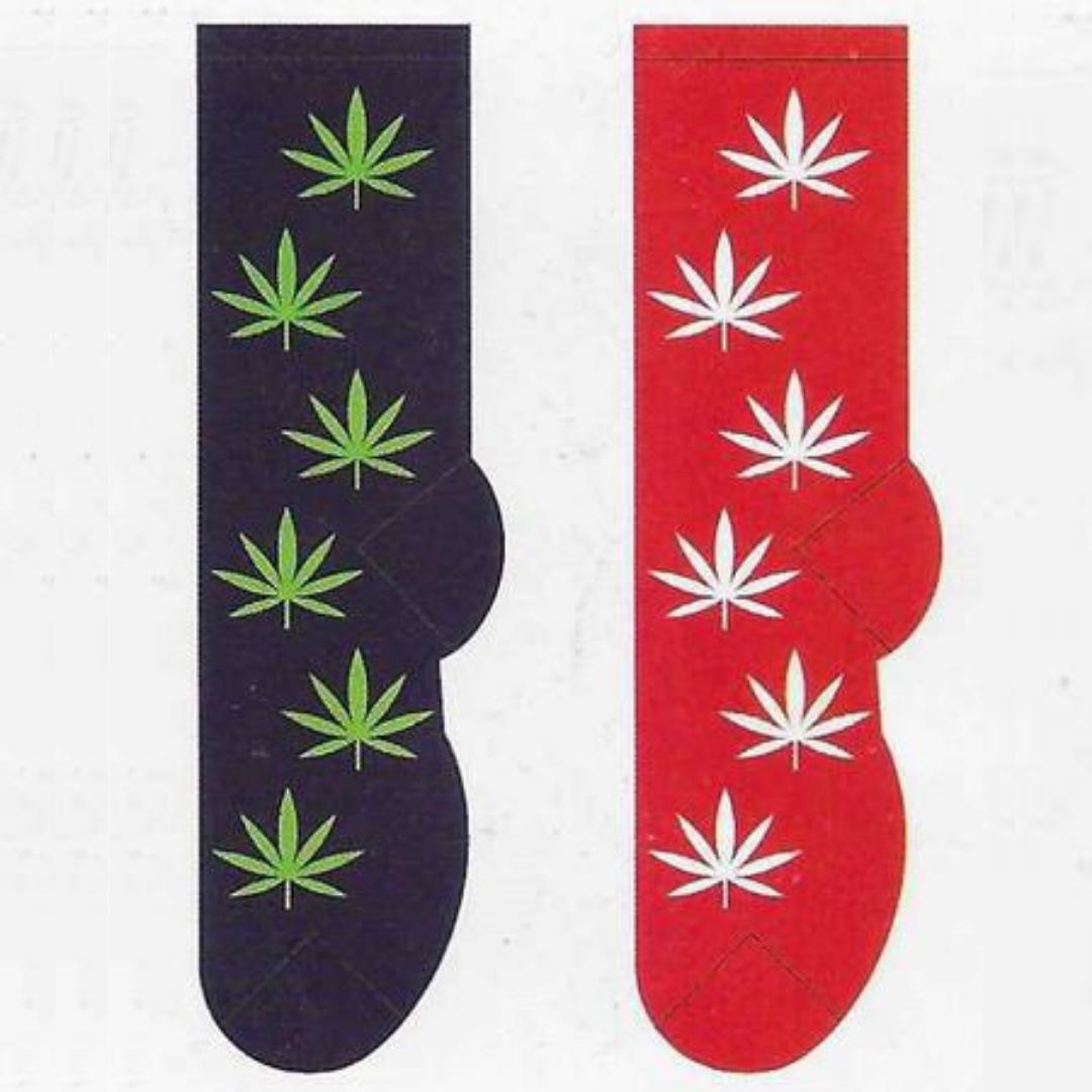 Cannabis Weed Pot Socks Black blue/red