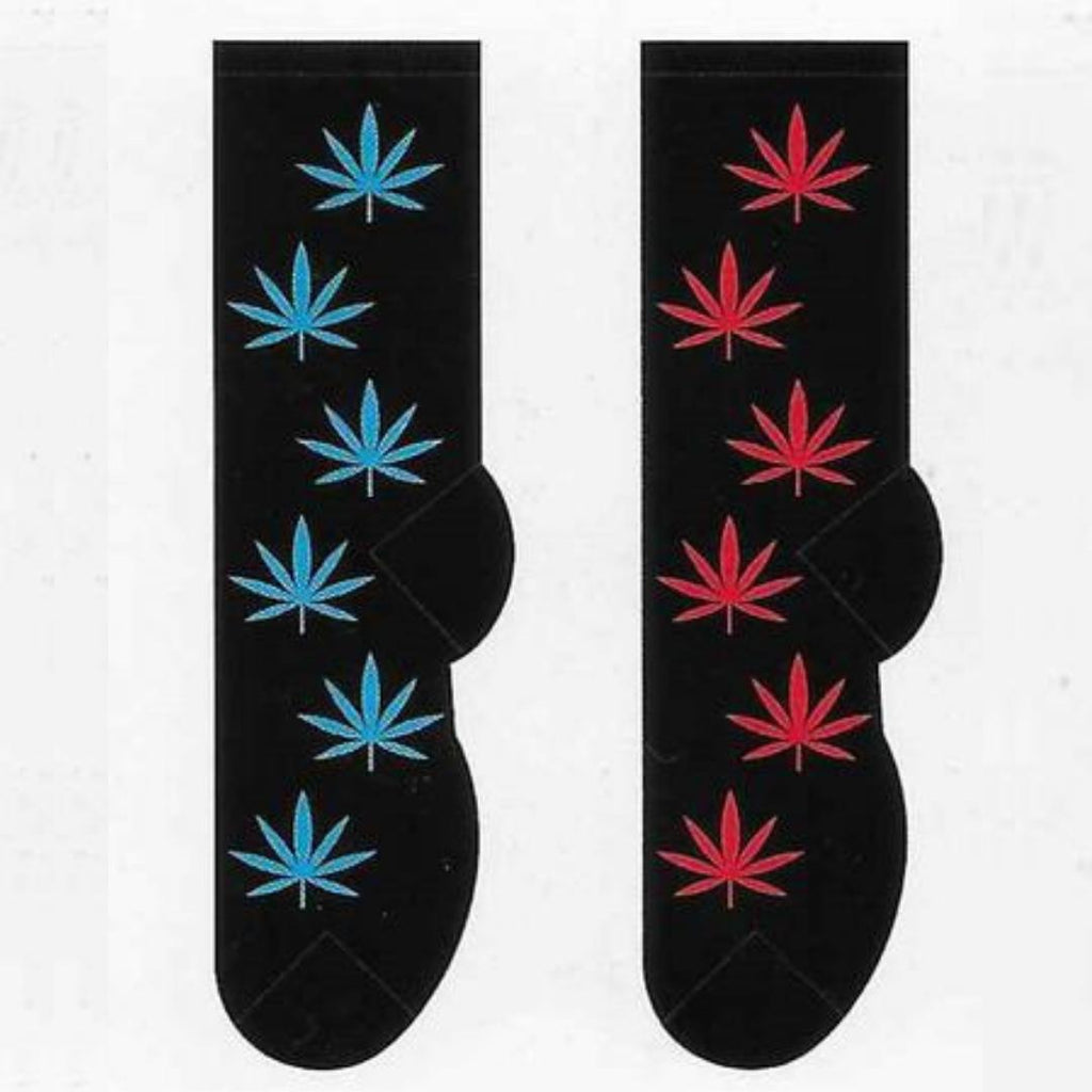Cannabis Weed Pot Socks Black blue/red
