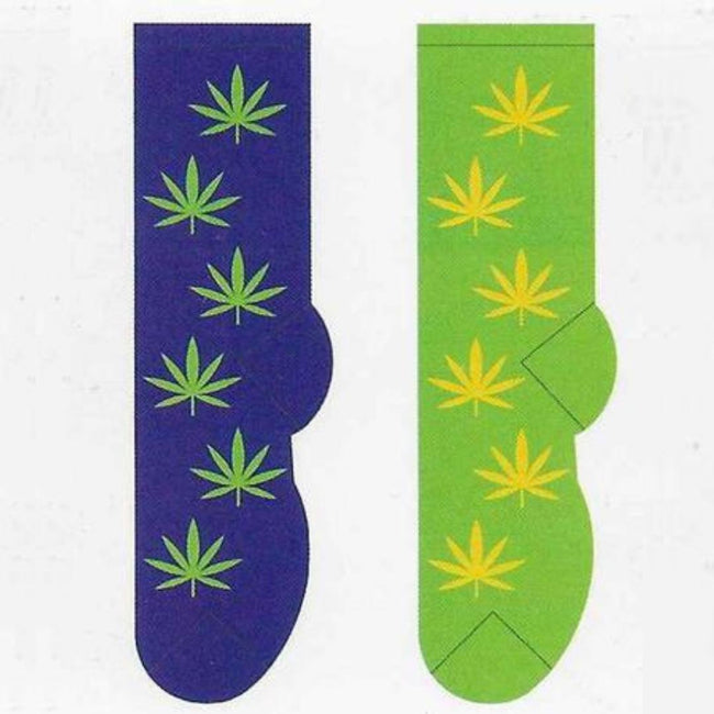 Cannabis Weed Pot Socks Blue/Green Hover Image