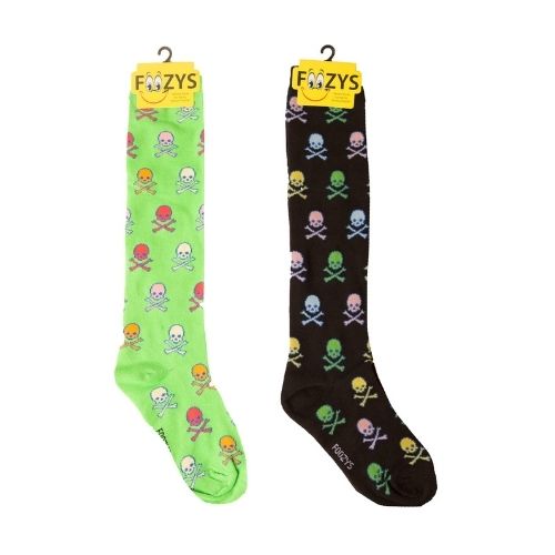 Colorful Skulls & Crossbones KNEE HIGH Socks