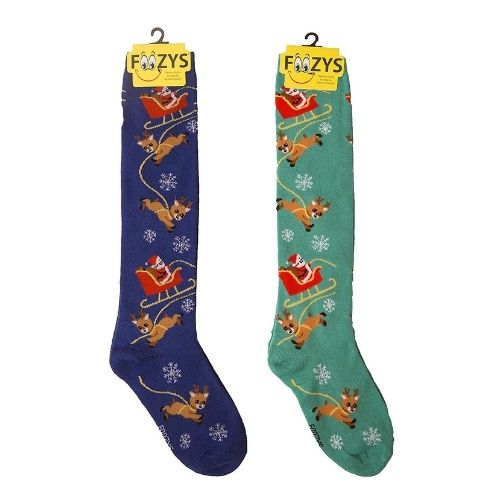 Santa & Reindeer KNEE HIGH Socks Hover Image