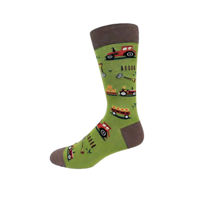 Tractor Socks, Men´s Socks Crazy Toes, Construction Socks – Cotton Fun Novelty Socks, Size 8-13 Hover Image